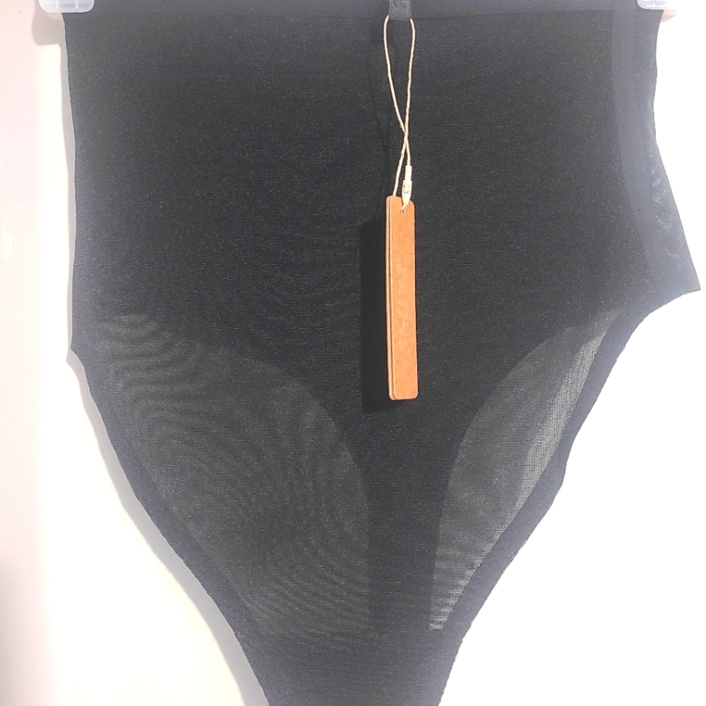 Skims sheer high waist thong, medium, onyx, thong